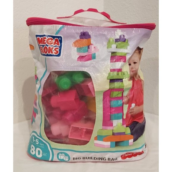 Mega Bloks First Builders Big Building Bag with Big Building Blocks - 61 BLOCKS - Picture 1 of 8